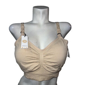 New Kindred Bravely Size L Beige Sublime Hands Free Pumping Nursing Bra NWT